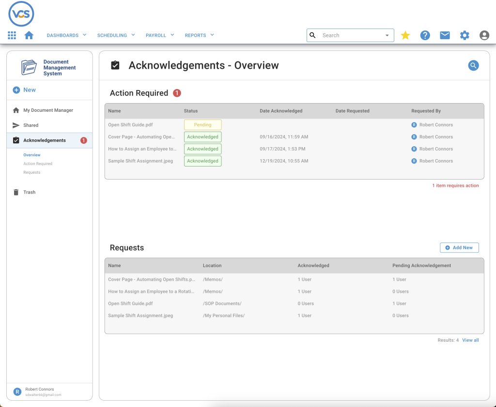 a screenshot of the visual dms HR document acknowledgment screen